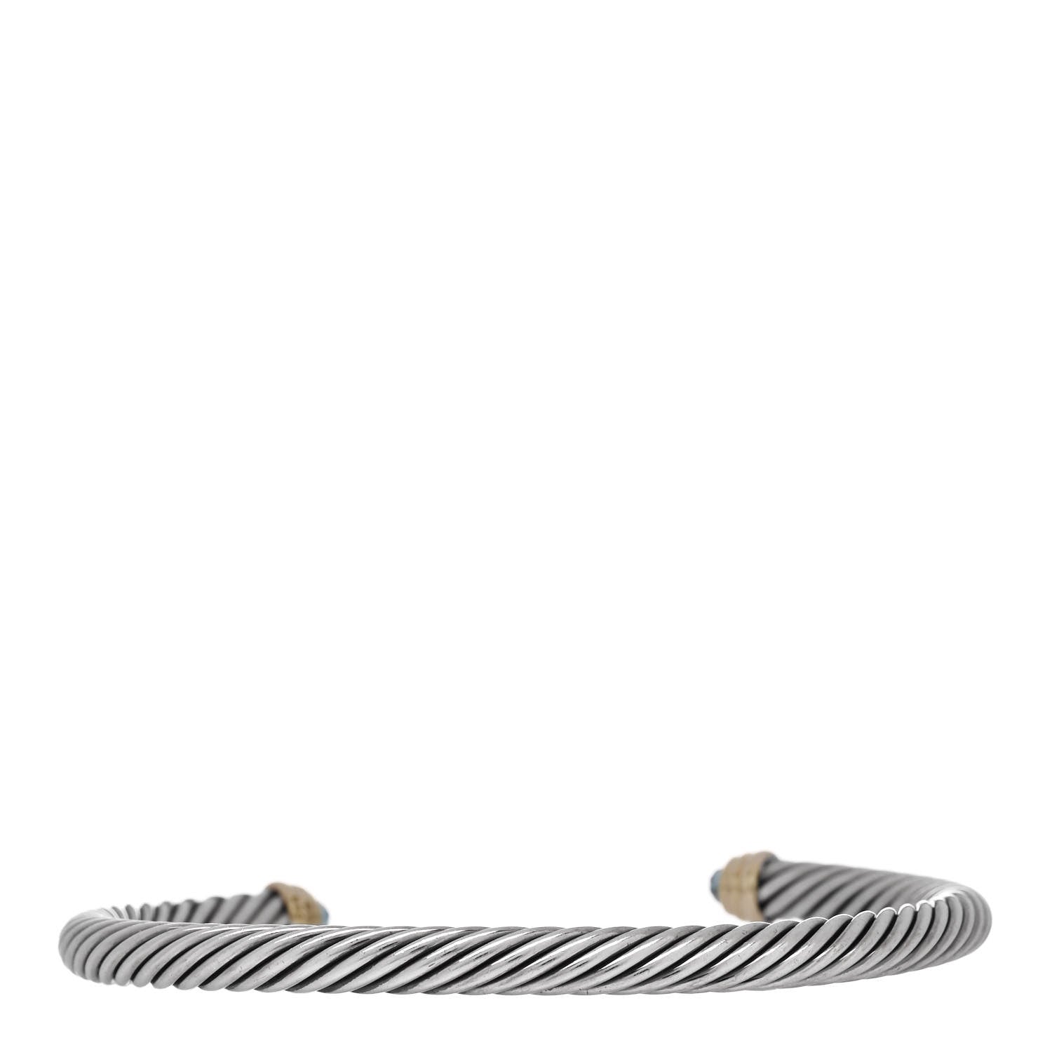 David Yurman Sterling Silver 14K Yellow Gold Blue Topaz 5mm Cable Classics Petite Color Bracelet 2 of 3