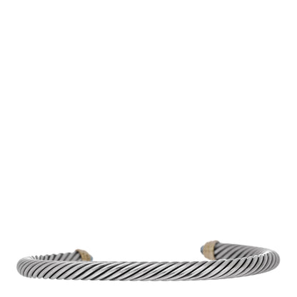 David Yurman Sterling Silver 14K Yellow Gold Blue Topaz 5mm Cable Classics Petite Color Bracelet 2 of 3