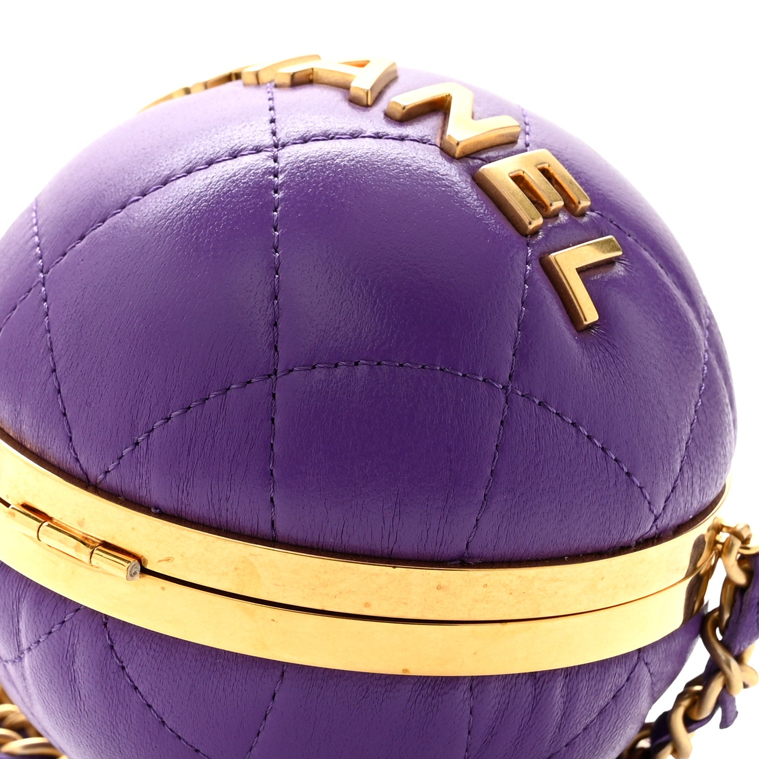 Chanel Lambskin CC Minaudiere Sphere Chain Clutch Purple 10 of 10