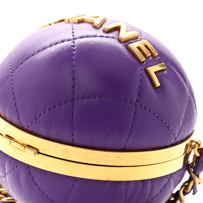 Chanel Lambskin CC Minaudiere Sphere Chain Clutch Purple 10 of 10