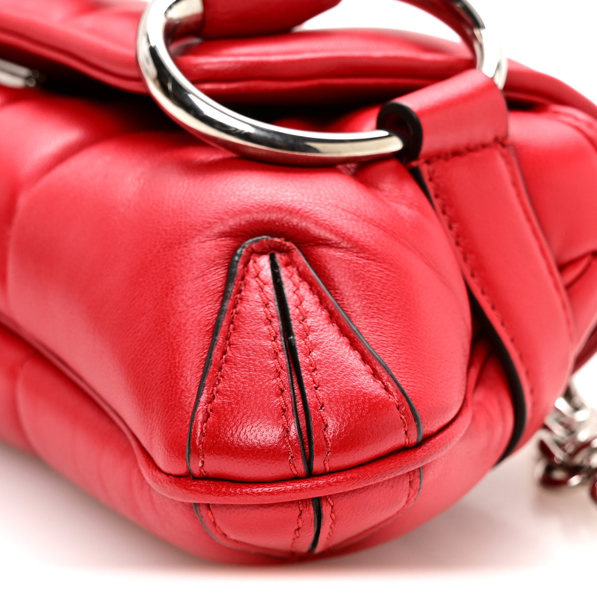 Nappa Vertical Matelasse Small Maxi Horsebit Chain Shoulder Bag Beret Red