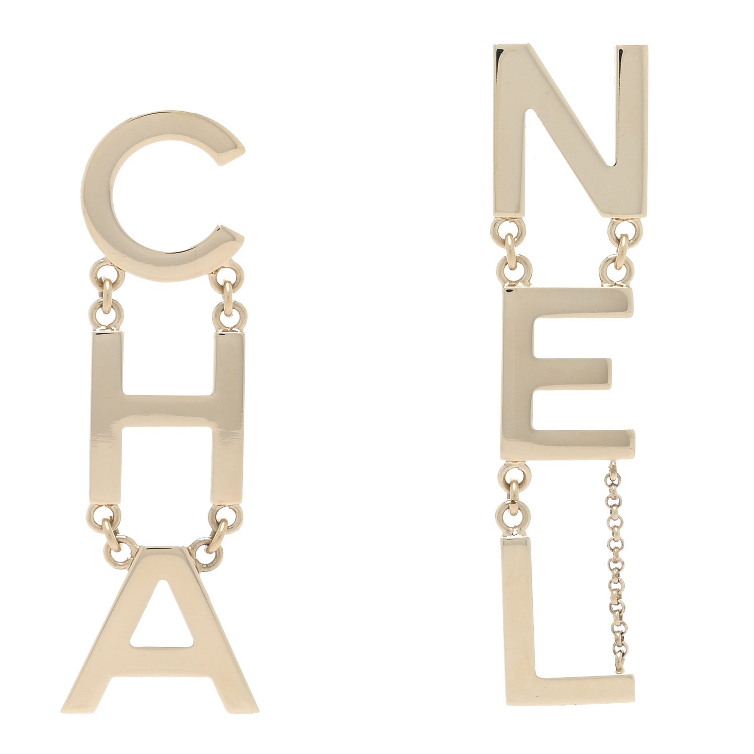 Chanel Metal Cha-Nel Logo Drop Earrings Gold 1 of 4