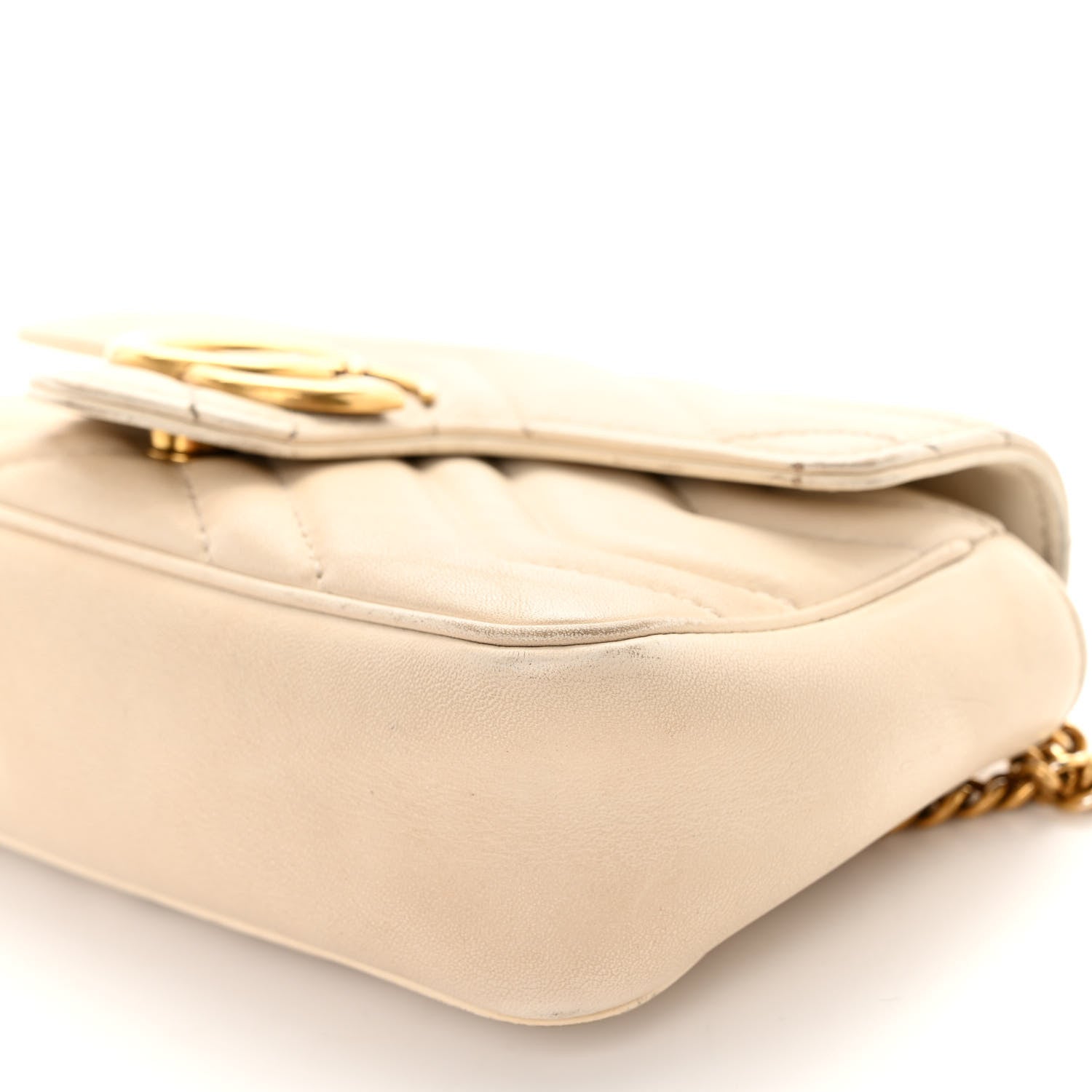 Gucci Calfskin Matelasse Super Mini GG Marmont Shoulder Bag White 10 of 16