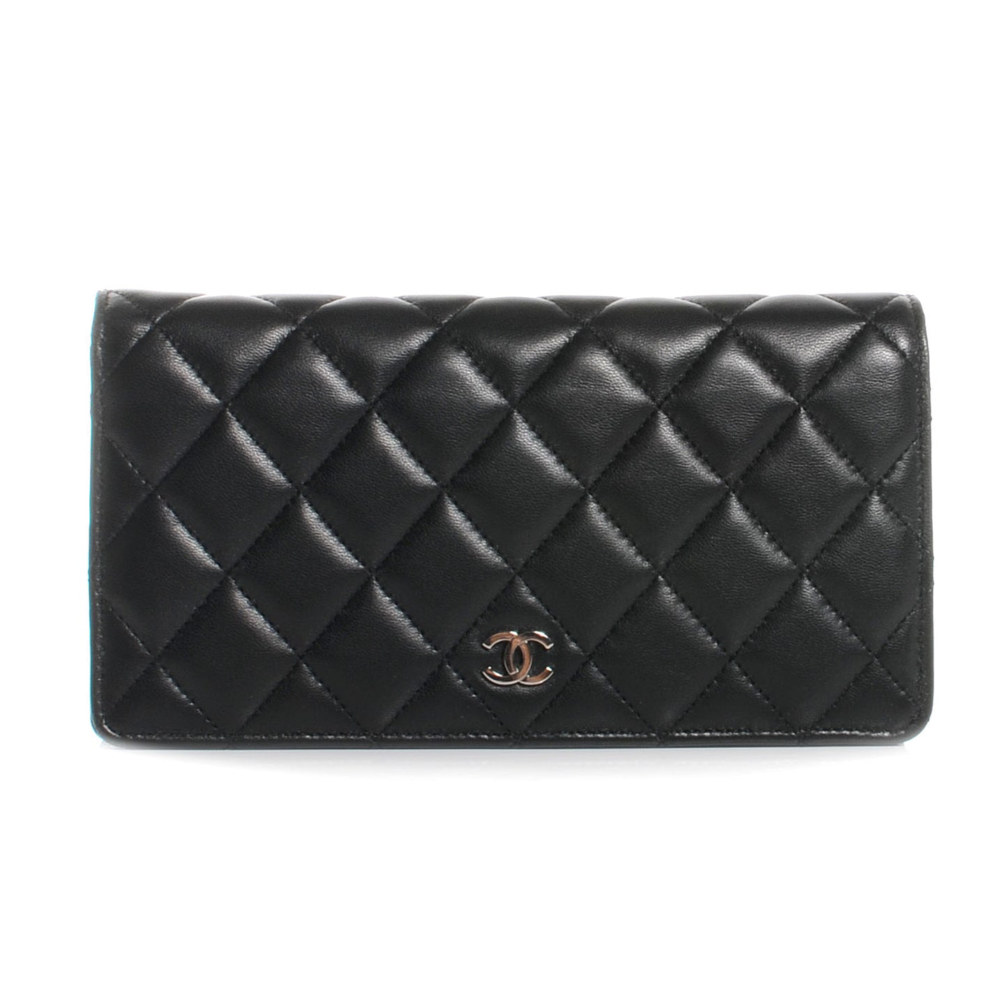 Lambskin Quilted Yen Wallet Black