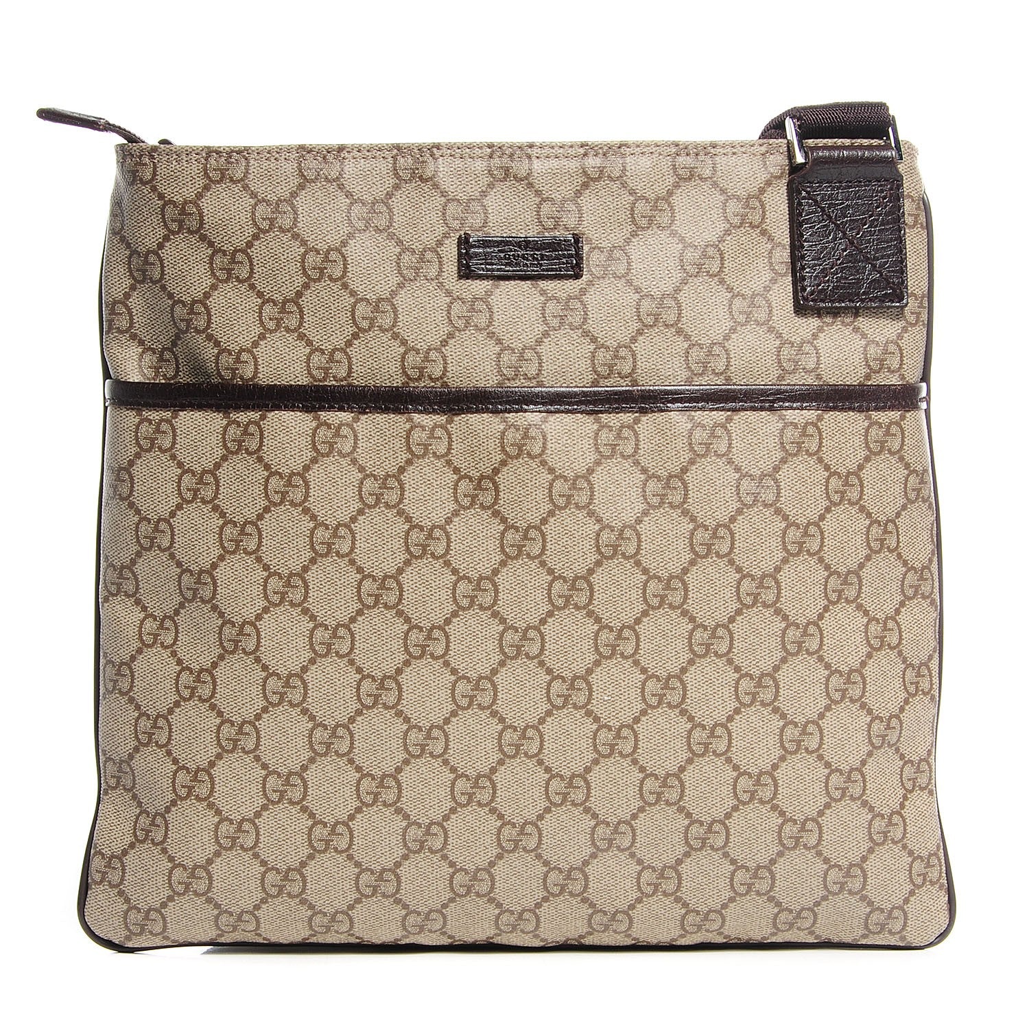 Gucci GG Plus Monogram Medium Flat Messenger Bag Dark Brown 1 of 7