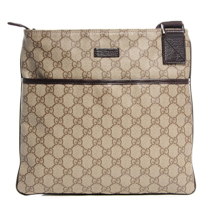 Gucci GG Plus Monogram Medium Flat Messenger Bag Dark Brown 1 of 7