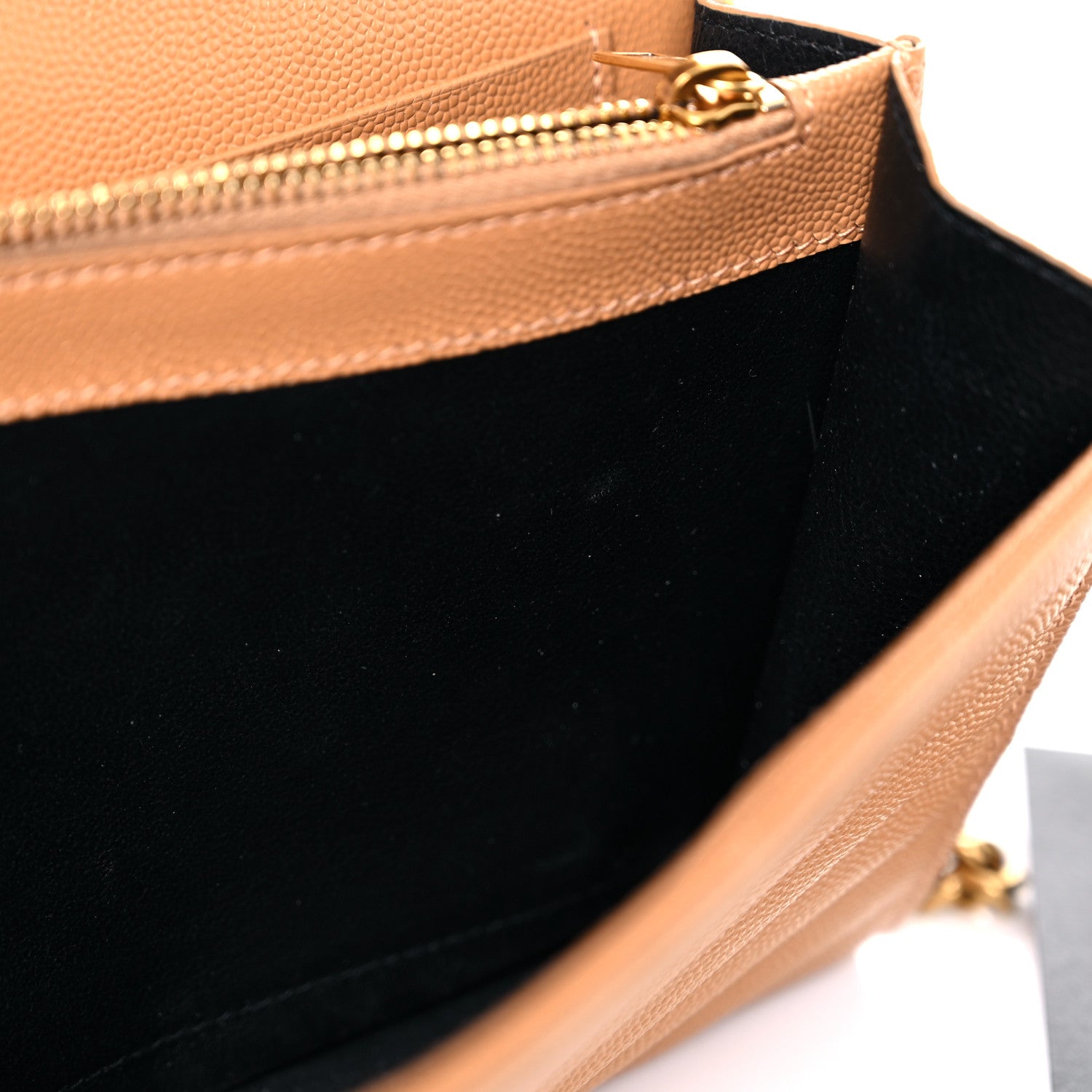 Saint Laurent Grain De Poudre Matelasse Chevron Monogram Chain Wallet Dune 9 of 10