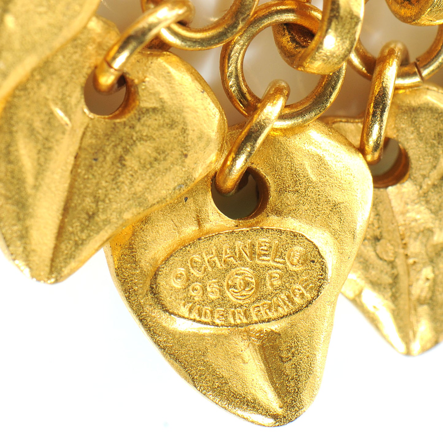 Heart CC Dangle Clip On Earrings Gold