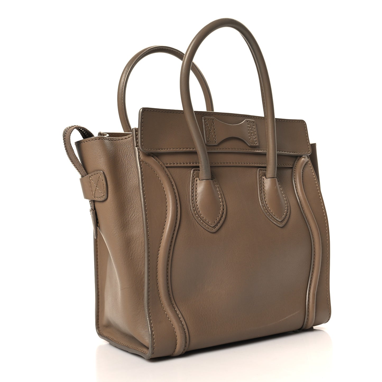 Smooth Calfskin Interstice Micro Luggage Light Taupe