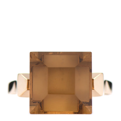 Gucci 18K Yellow Gold Smoky Quartz Chiodo Ring 55 7.25 1 of 5