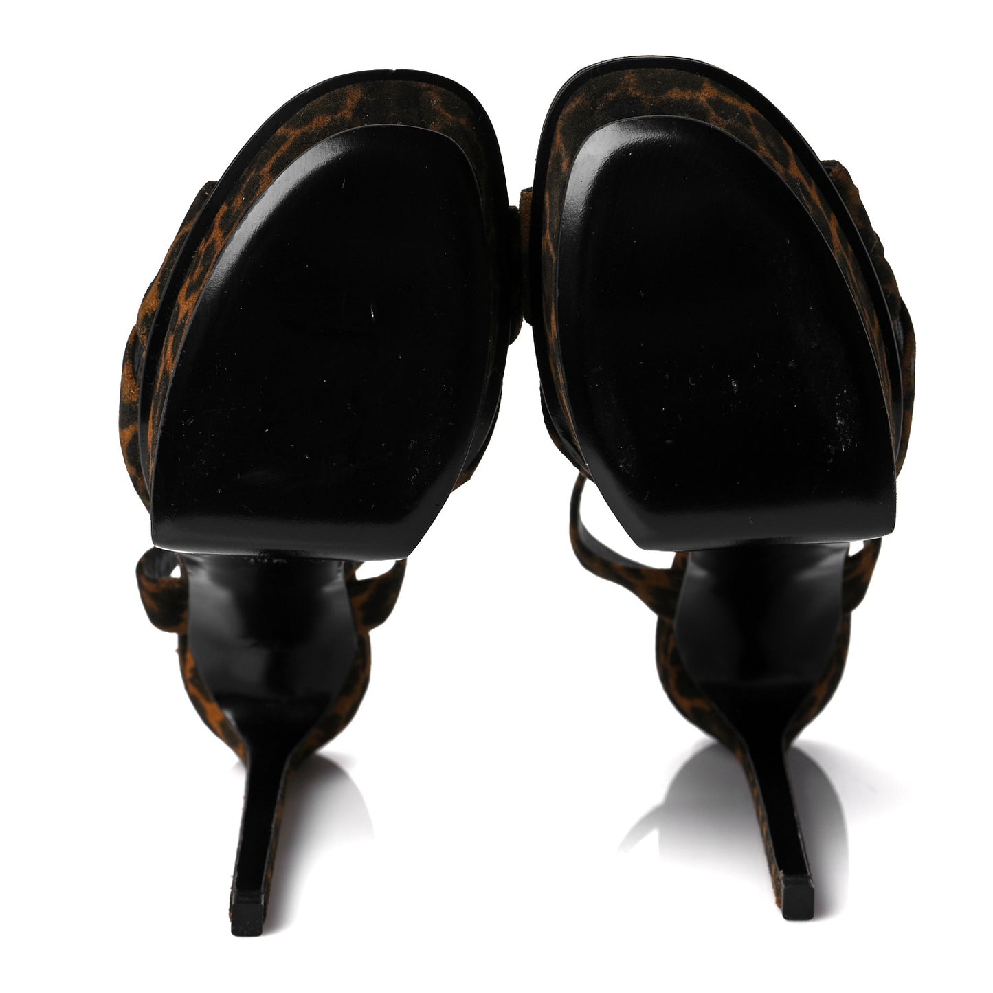 Suede Leopard Print Tribute Platform Sandals 38.5 Brown