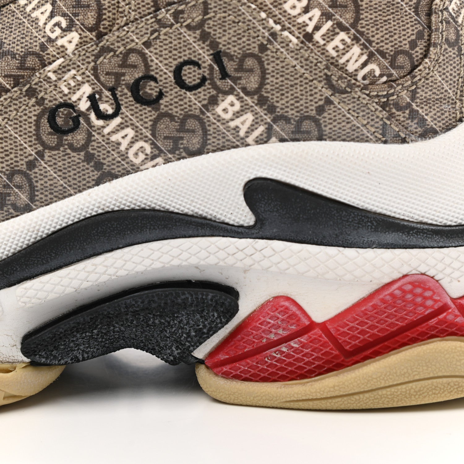 Balenciaga X GUCCI GG Supreme Monogram Allover Logo Womens Triple S Sneakers 40 Beige Ebony Mystic White 10 of 11