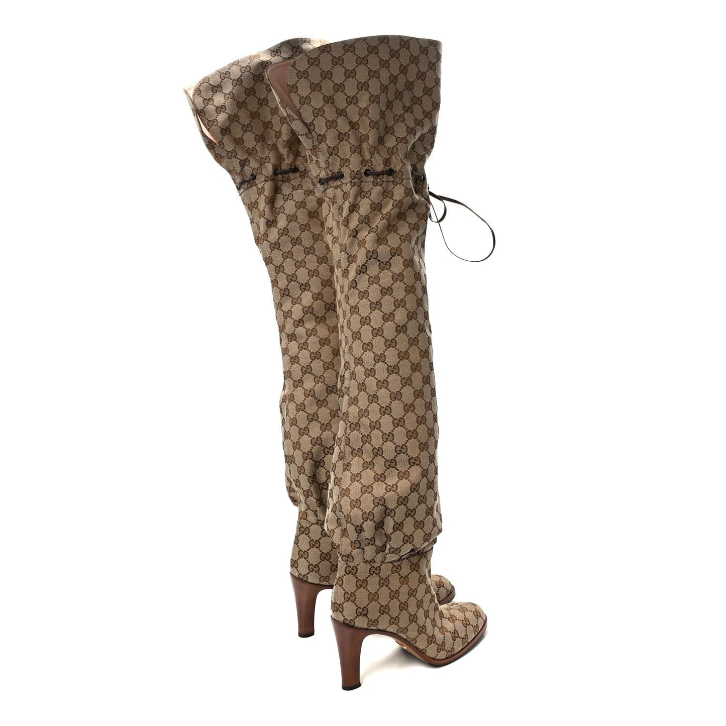 Monogram Over the Knee Boots 40.5 Beige Ebony