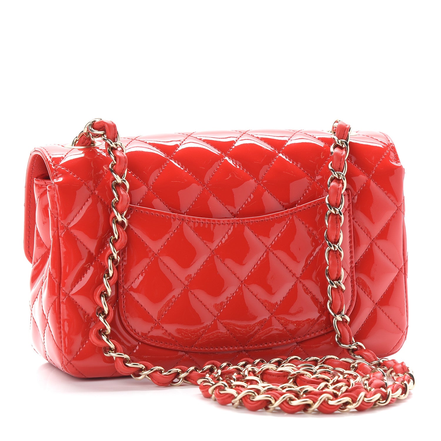 Chanel Patent Calfskin Quilted Mini Rectangular Flap Red 3 of 9