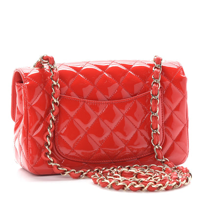 Chanel Patent Calfskin Quilted Mini Rectangular Flap Red 3 of 9