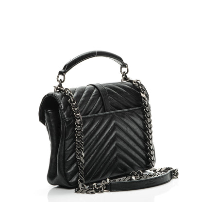 Saint Laurent Sheepskin Matelasse Chevron Monogram Medium College Bag Black 3 of 8