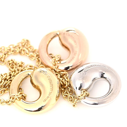 Tiffany 18K Yellow White Rose Gold Elsa Peretti Triple Eternal Circle Pendant Necklace 6 of 7
