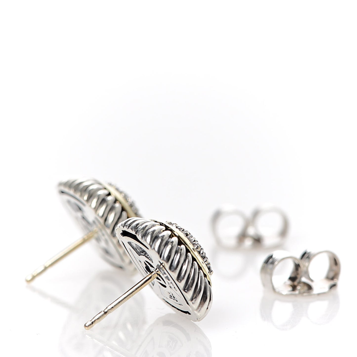 Sterling Silver 18K Yellow Gold Diamond 7mm Albion Earrings