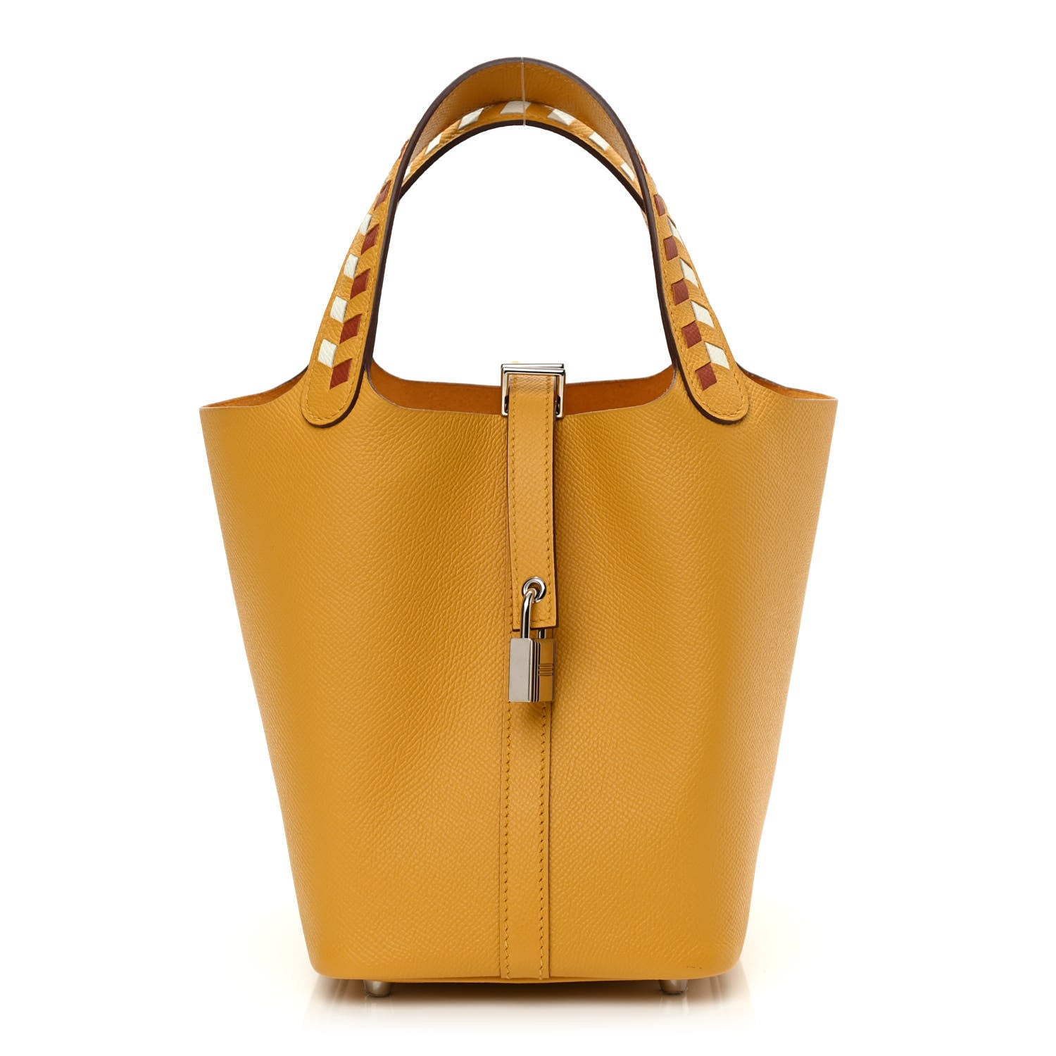 Hermes Epsom Tressage De Cuir Picotin Lock 18 PM Amber 1 of 9