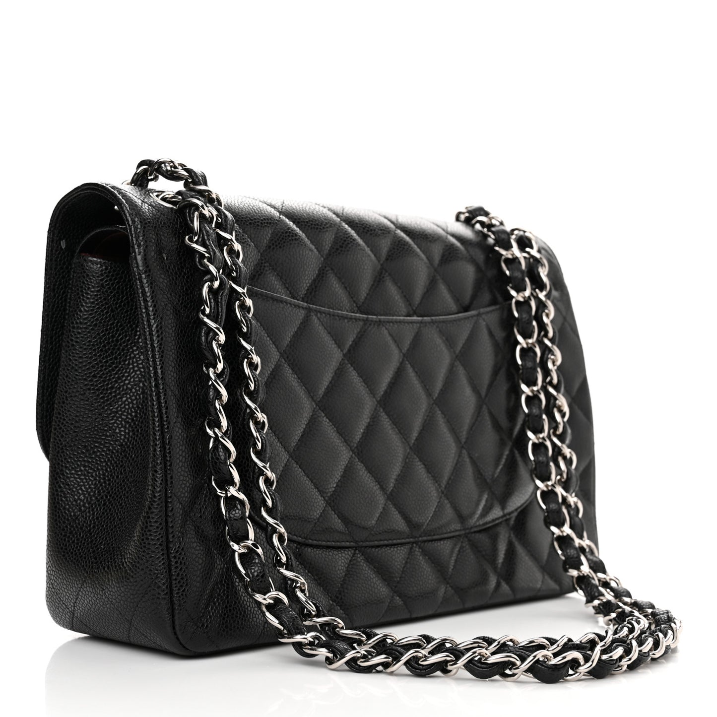 Caviar Quilted Jumbo Double Flap Black