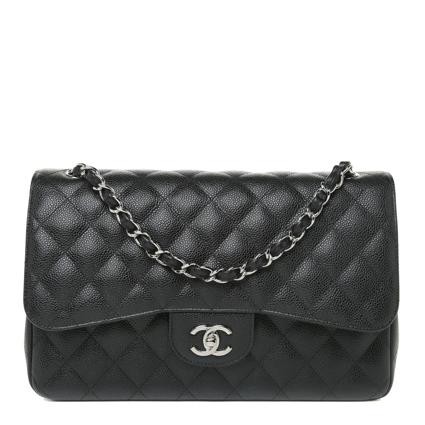Caviar Quilted Jumbo Double Flap Black