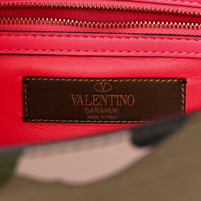 Valentino Garavani Nappa Canvas Camouflage Medium Glam Lock Rockstud Flap Fuxia Fluo 6 of 11