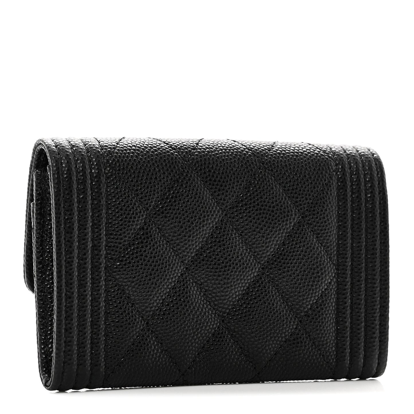 Caviar Quilted Boy Flap Card Holder Black