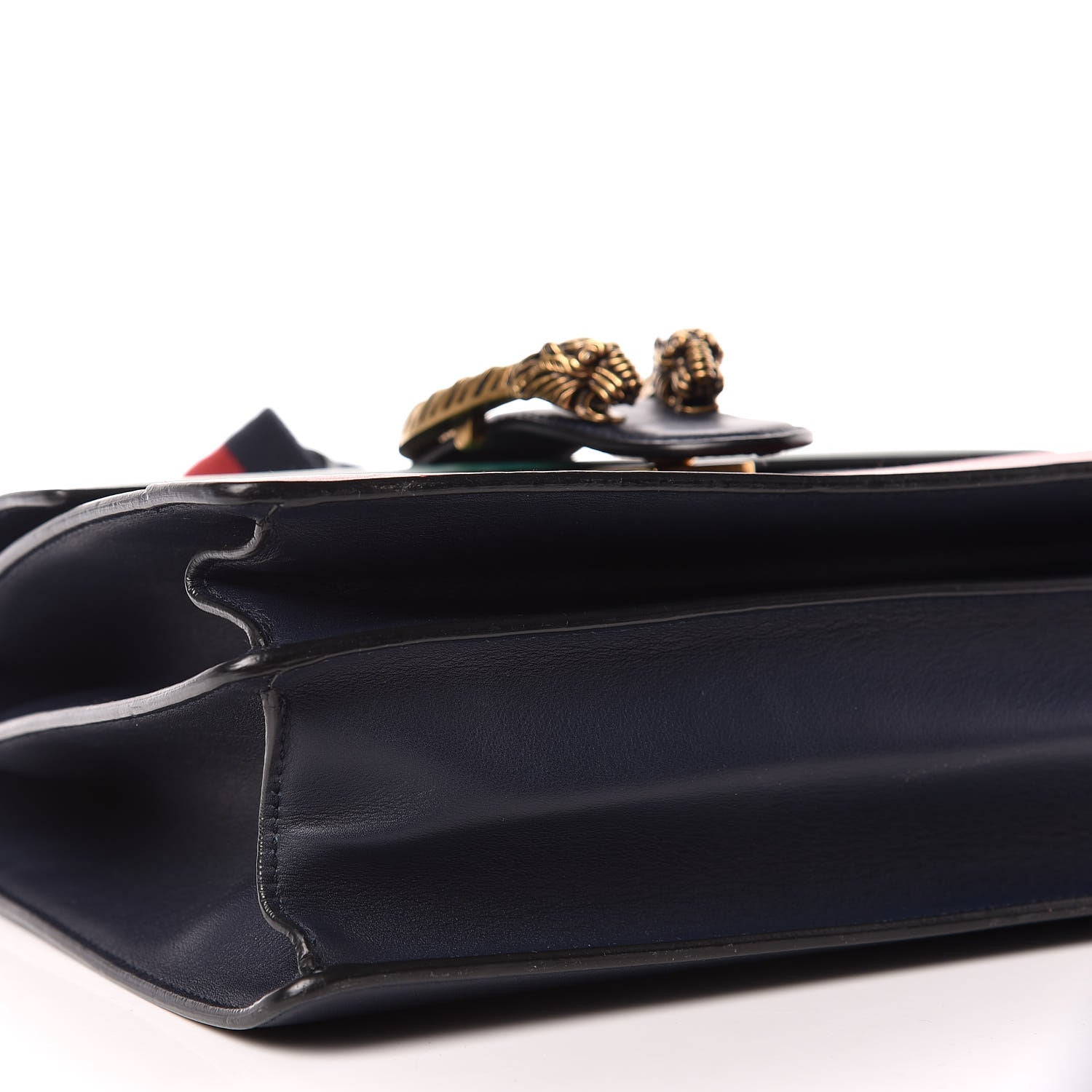 Gucci Moon Calfskin Bamboo Web Medium Dionysus Top Handle Bag Blue Emerald Hibiscus Red 6 of 14