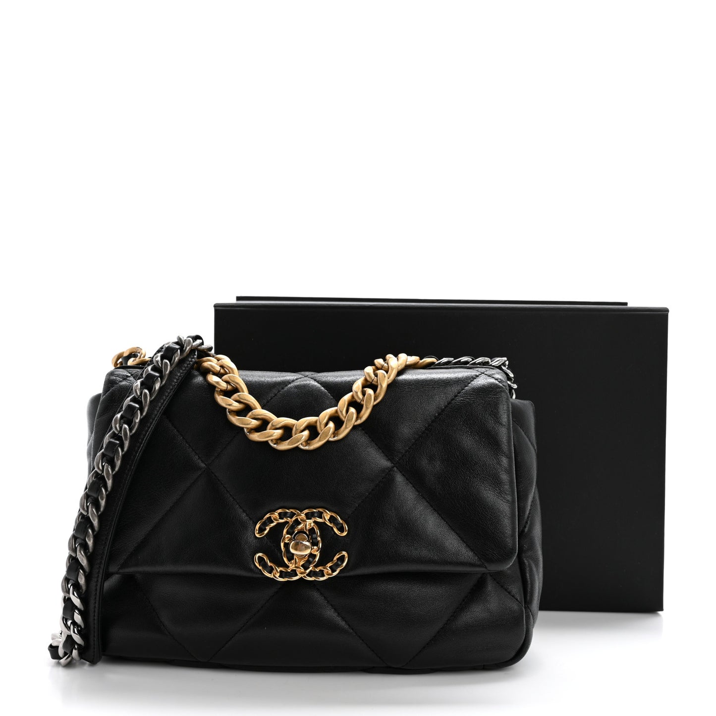 Goatskin Quilted Medium Chanel 19 Flap Black