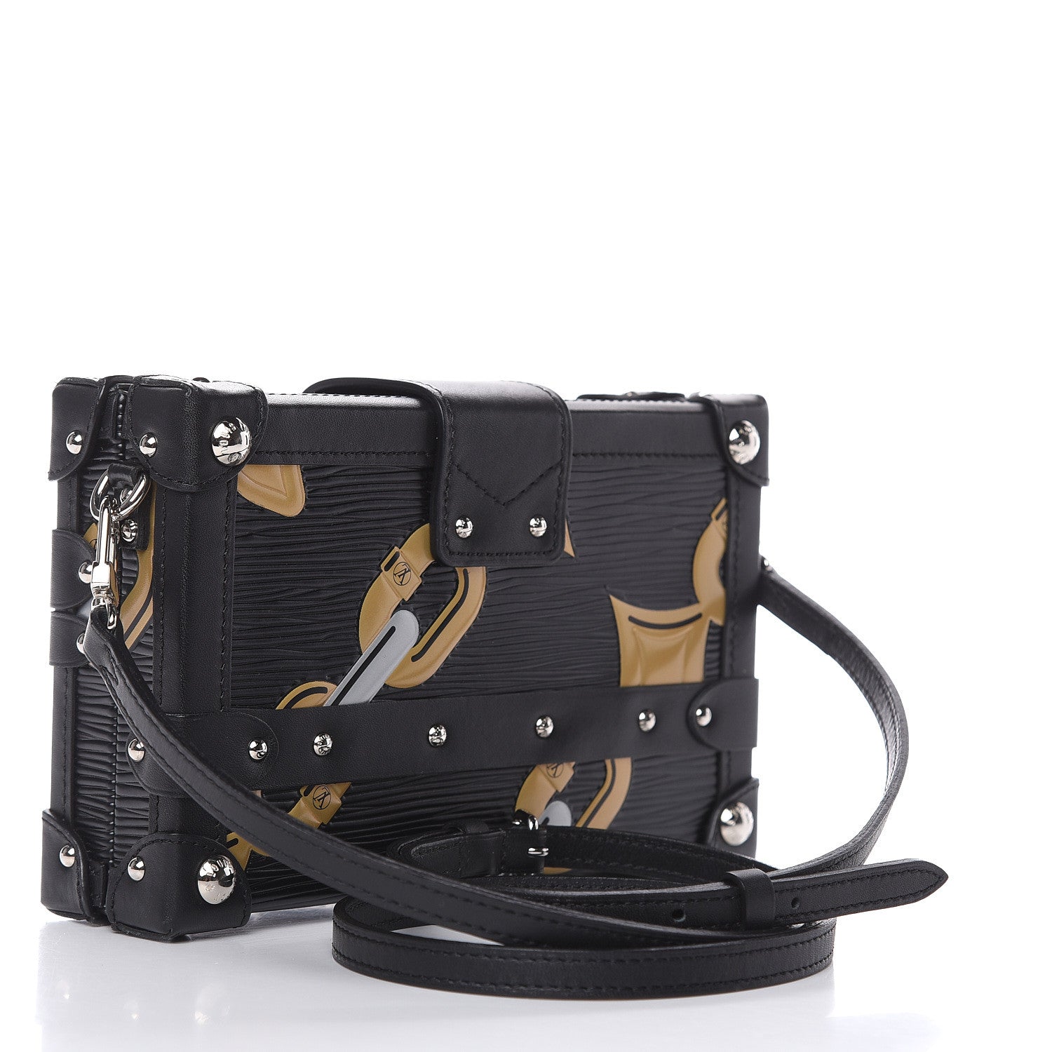 Louis Vuitton Epi Chain Flower Petite Malle Black 3 of 11