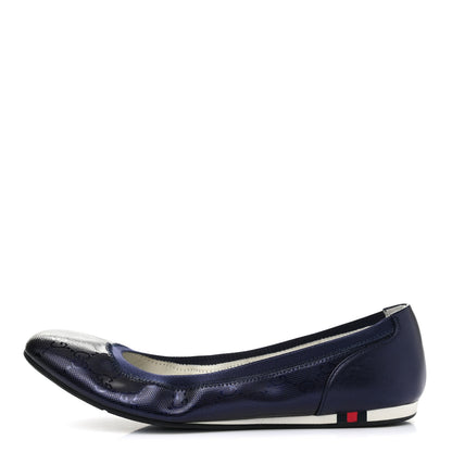 Gucci Imprime Monogram Ballerina Flats 38.5 Blue 1 of 10