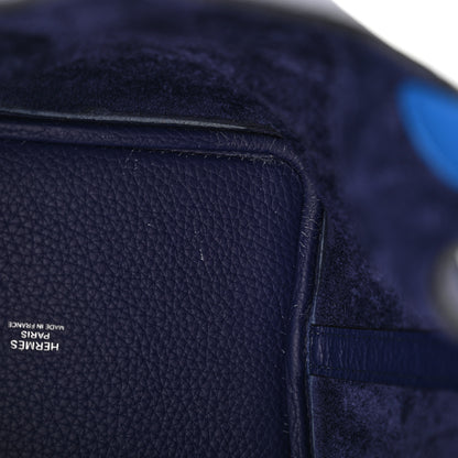 Hermes Taurillon Clemence Swift Eclat Picotin Lock 18 PM Bleu Encre Bleu Zellige 10 of 13
