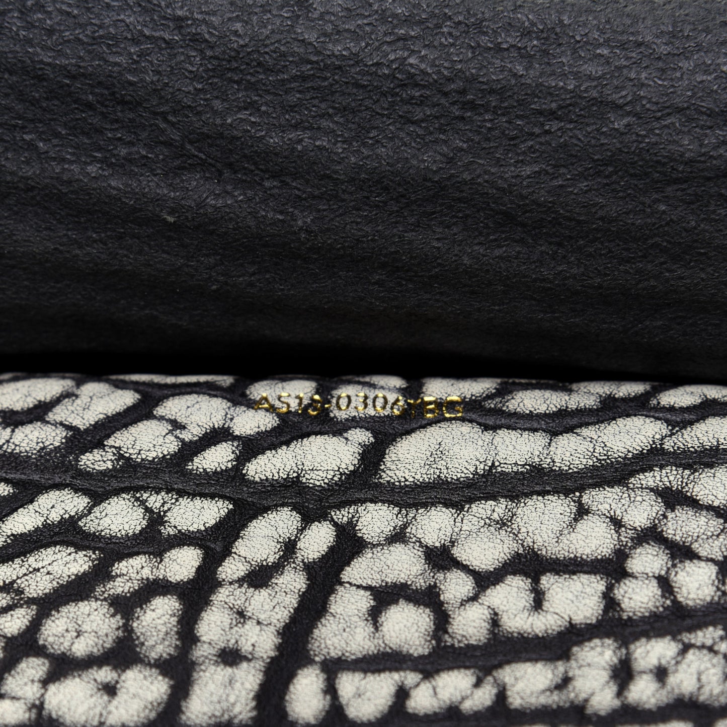 Shark Embossed Calfskin 31 Hour Bag Black Cream