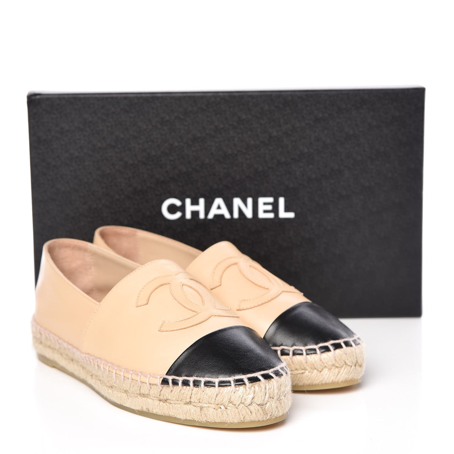 Lambskin CC Espadrilles 36 Beige Black