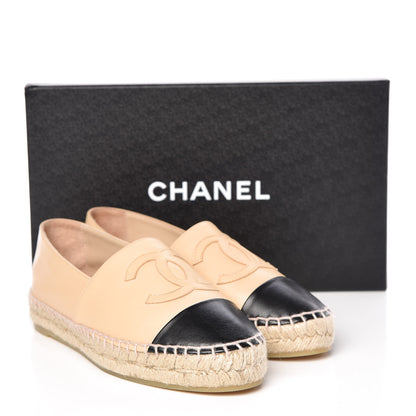 Chanel Lambskin CC Espadrilles 36 Beige Black 10 of 10
