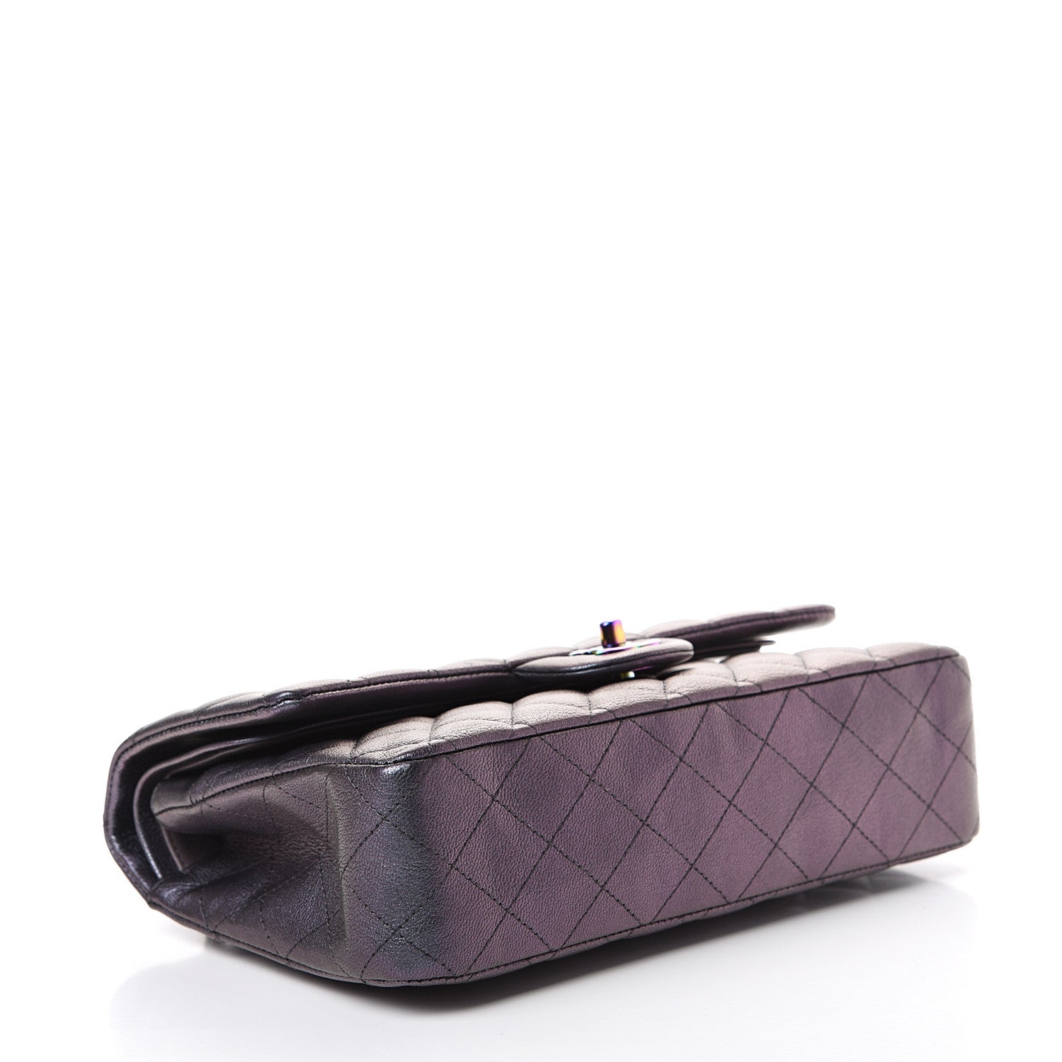 Chanel Iridescent Goatskin Quilted Medium Double Flap Purple 3 of 12