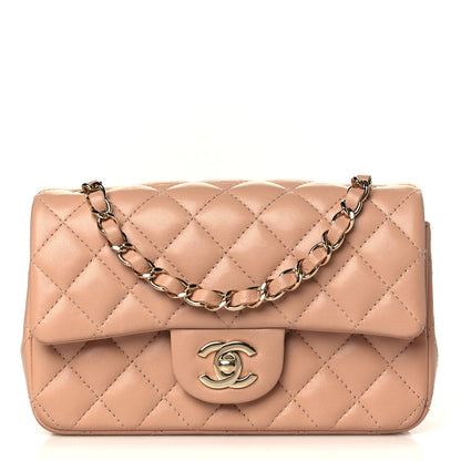 Chanel Lambskin Quilted Mini Rectangular Flap Beige 1 of 9