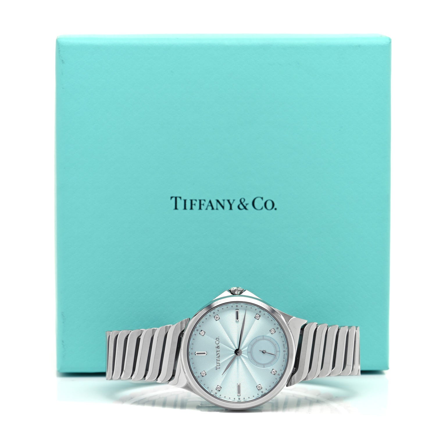 Tiffany Stainless Steel Diamond 34mm Metro 3-Hand Automatic Watch Ice Blue 5 of 5