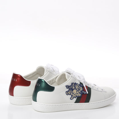 Gucci X DISNEY Calfskin Web Three Little Pigs Embroidered Womens Ace Sneakers 37.5 White Red Green 4 of 7