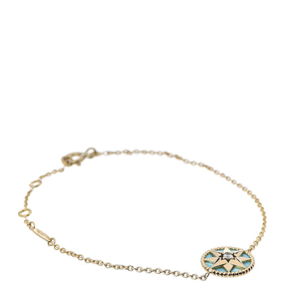 Christian Dior 18K Yellow Gold Diamond Turquoise Rose Des Vents Bracelet 1 of 5
