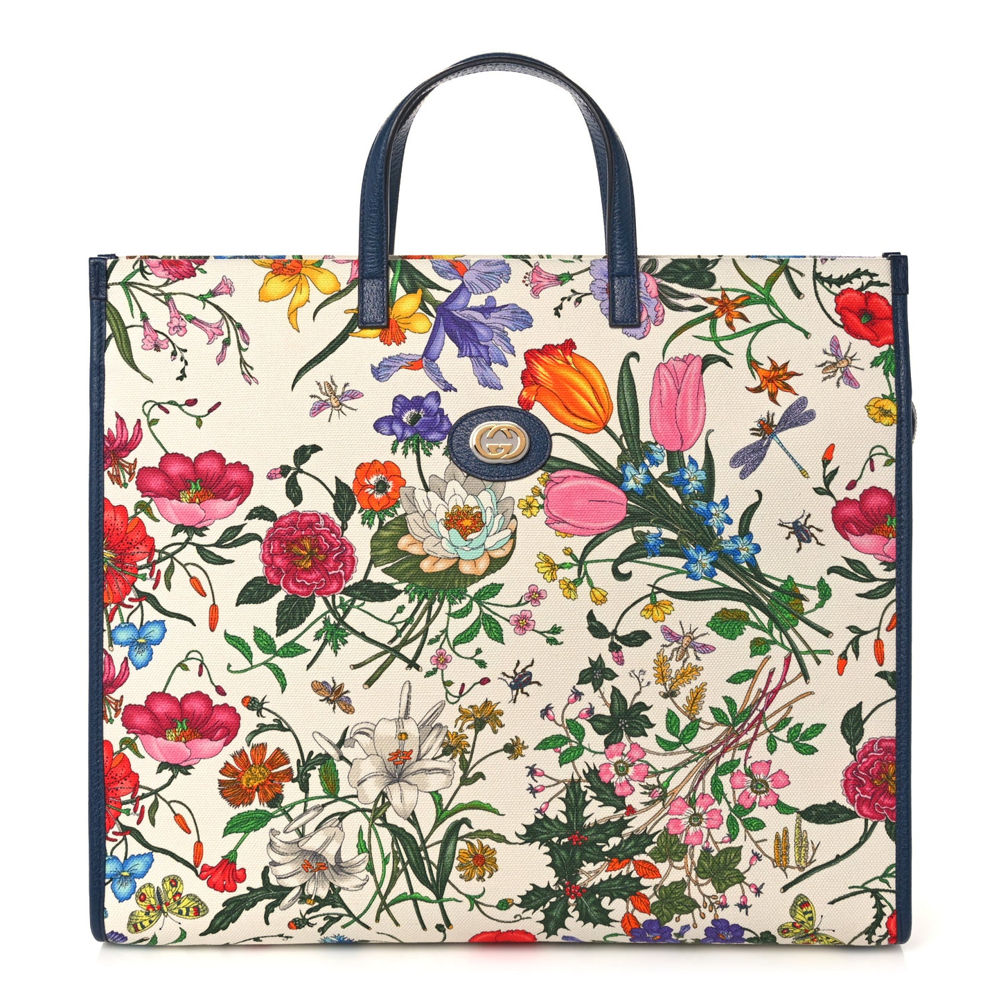 Canvas Large Flora Tote Navy Multicolor