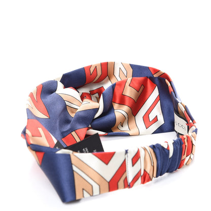 Gucci Silk GG Wallpaper Duchess Headband Royal Blue Red 5 of 6
