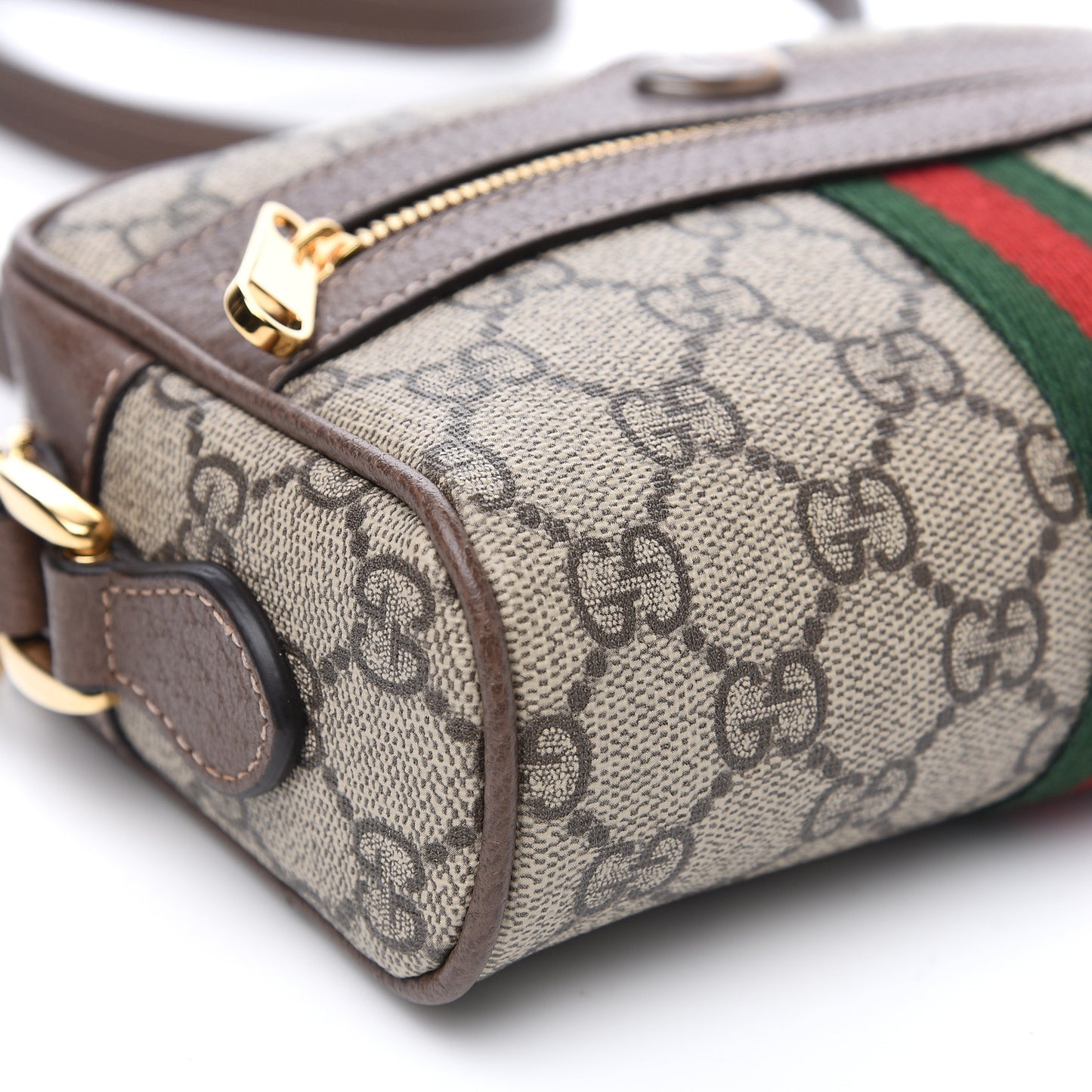 GG Supreme Monogram Web Mini Ophidia Shoulder Bag Brown