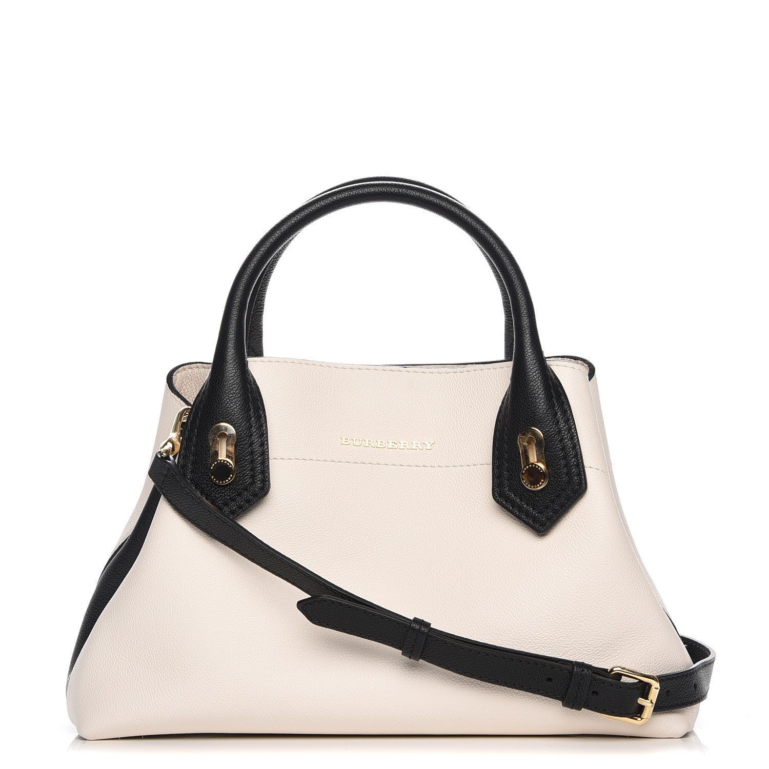 Burberry Grainy Calfskin Small Milton Satchel Natural Black 1 of 10
