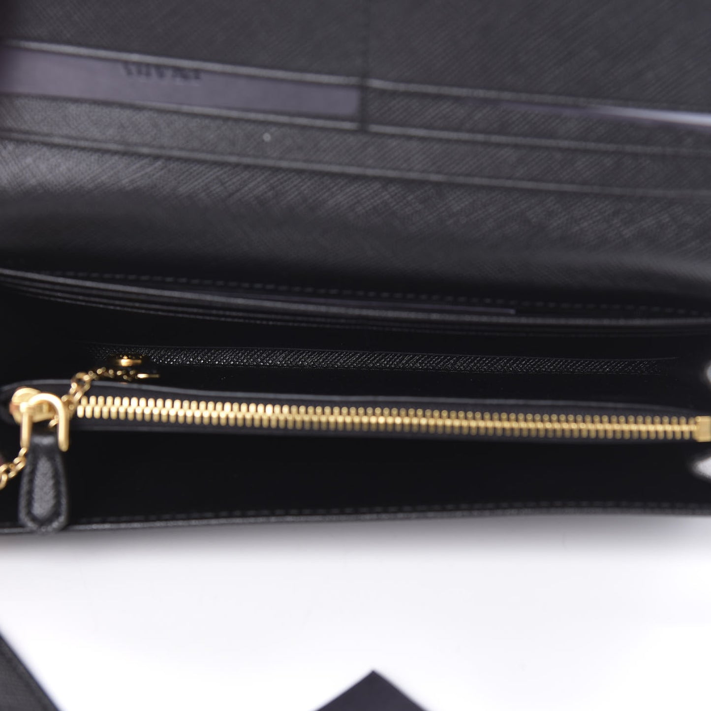 Saffiano Metal Bar Continental Flap Wallet Black
