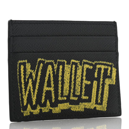 Balenciaga Signature Grained Calfskin Graffiti Ville Multi Card Holder Black Yellow 3 of 6
