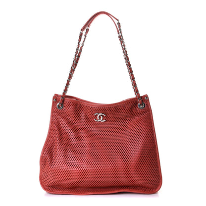 Chanel Calfskin Perforated Up In The Air Shoulder Bag Red 1 of 6