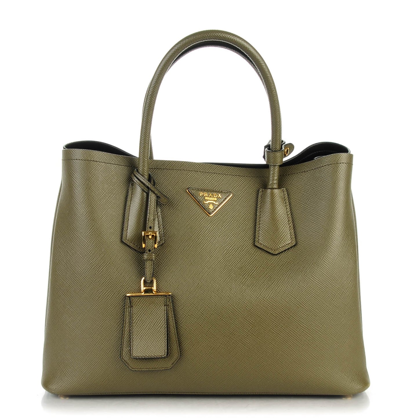 Saffiano Cuir Medium Double Bag Militare Black