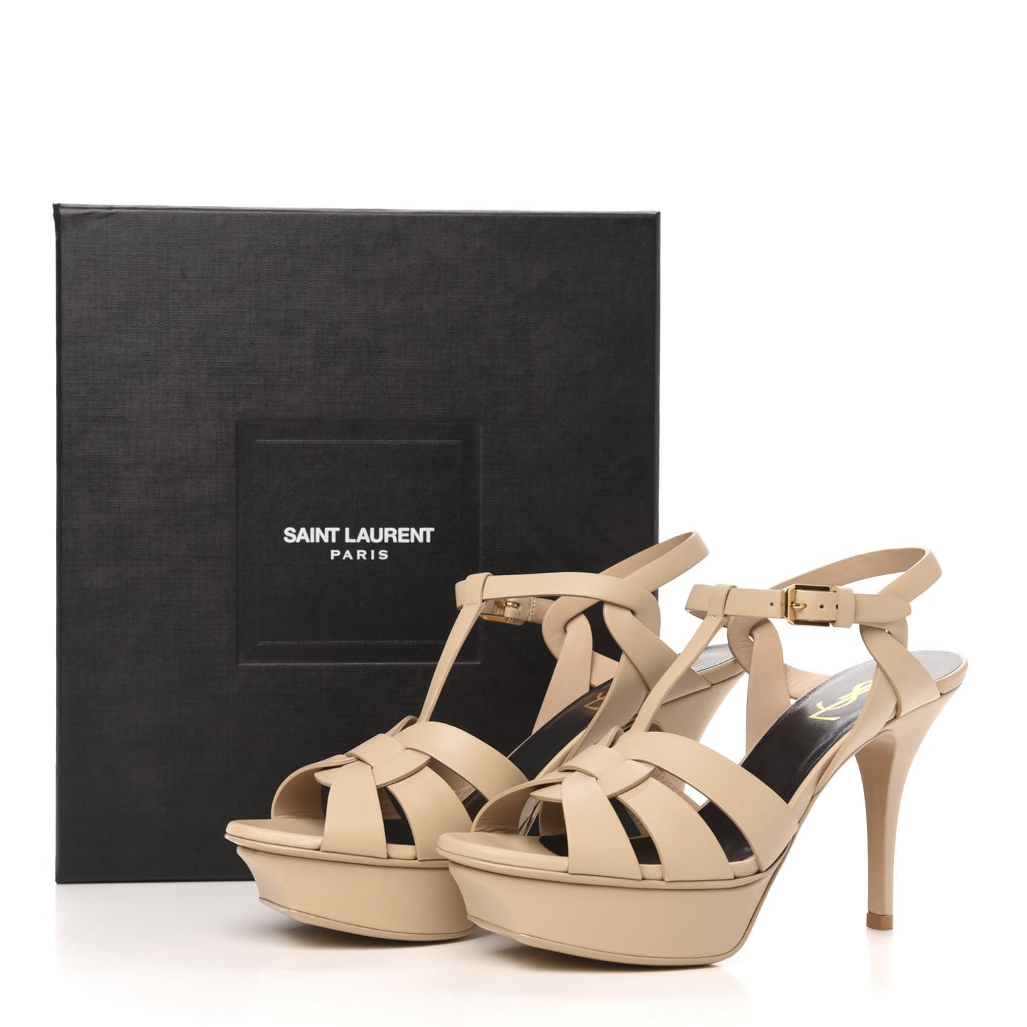 Calfskin Tribute 75 Platform Sandals 37.5 Nude Powder