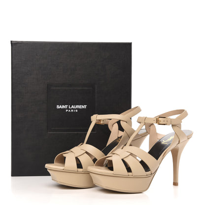 Saint Laurent Calfskin Tribute 75 Platform Sandals 37.5 Nude Powder 9 of 9